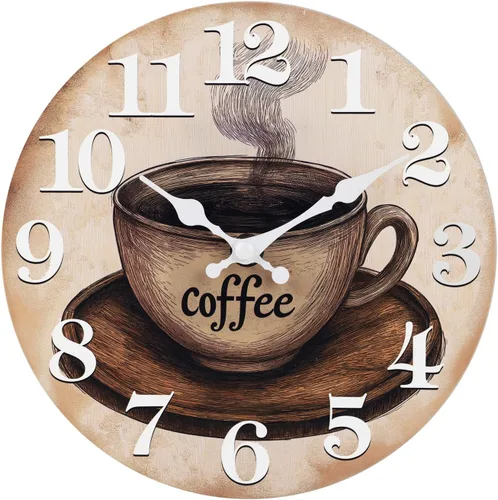 Vista 9 de Reloj de pared de cocina de 12 pulgadas, reloj de cristal moderno con tema
