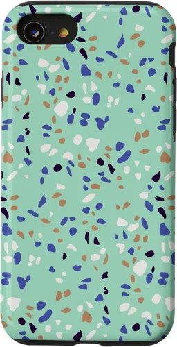 Vista 18 de Fun Vintage Green, Blue, White and Black Terrazzo Case for iPhone 16