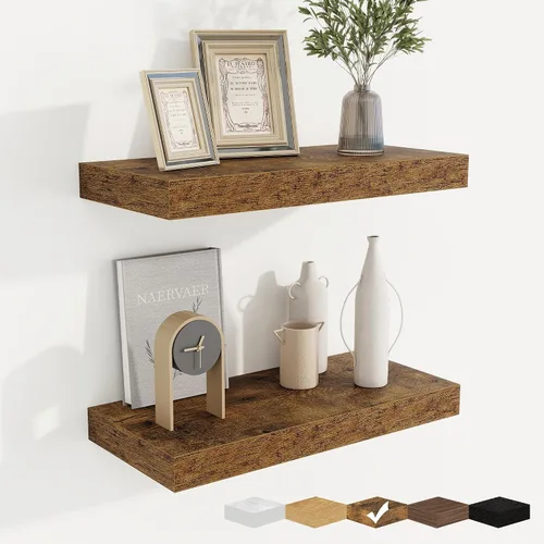 Vista 46 de fuqing Estantes flotantes para pared, estante flotante de madera montado en la pared con soportes invisibles para sala de estar, baño, dormitorio