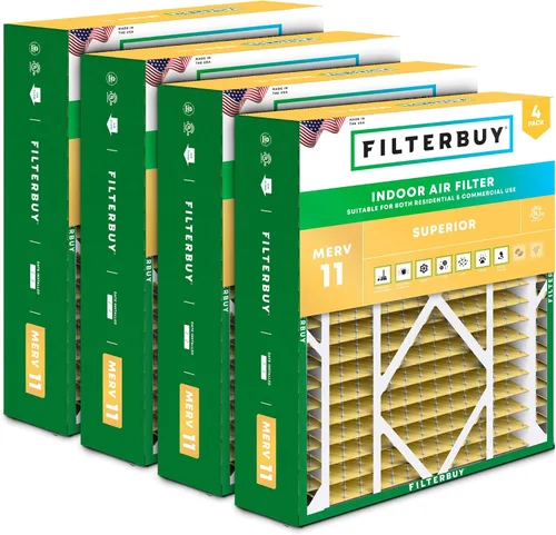 Vista 21 de Filterbuy Filtro de aire MERV 11 de 10 x 17 x 2 pulgadas Defensa Superior contra Mascotas y Alergias (paquete de 4), filtros exteriores plisados