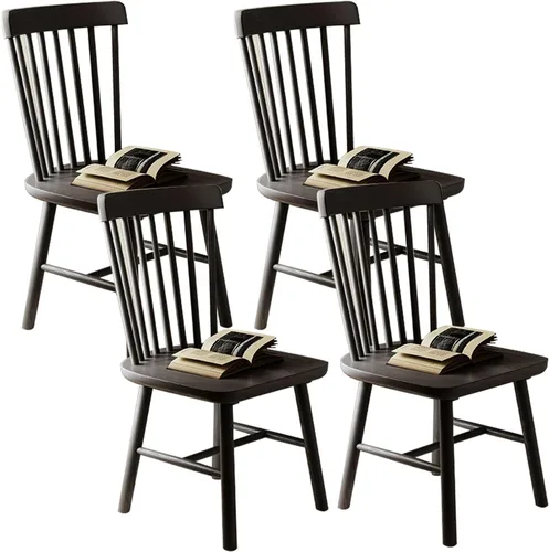Vista 14 de JKGHK - Sillas de comedor de madera, sillas de cocina sin brazos, silla lateral de sala de estar con respaldo hueco a rayas, silla de comedor