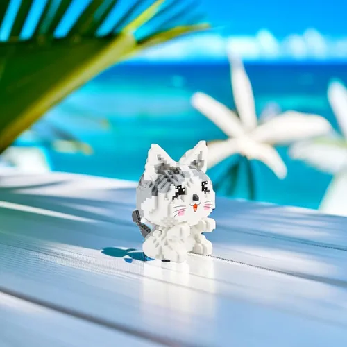Vista 5 de Mini bloques de construcción Larcele de perros, ladrillos de juguete para construir mascotas, 950 piezas KLJM-02, Gato, modelo 2284