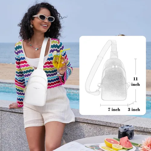Vista 2 de INICAT Riñoneras cruzadas, bolsos de cuero para el pecho para mujer