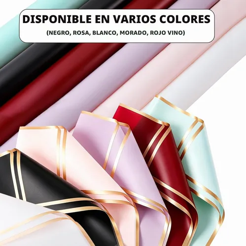 Vista 7 de Papel de regalo floral coreano - 15 hojas impermeables de envoltura de flores para ramos y regalos Negro
