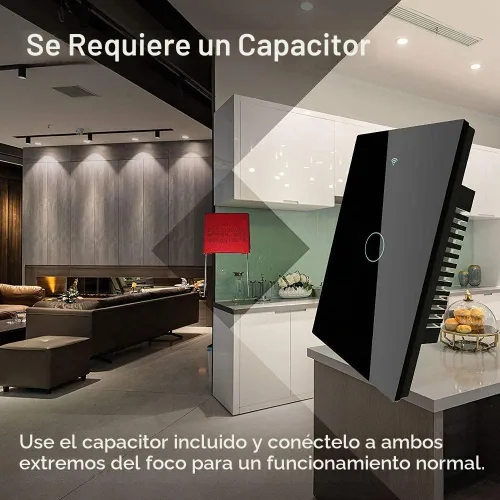 Vista 8 de MOES Smart switch táctil de cable único 2ª generación WiFi RF433, no necesita cable neutro, compatible con Smart Life/Tuya App, Alexa y Google Home