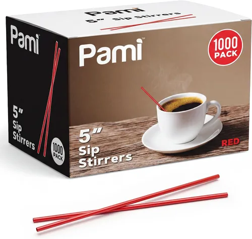 Vista 10 de PAMI 1000 pajitas negras desechables de plástico de 5 pulgadas para cócteles, bebidas calientes y frías (talla única)