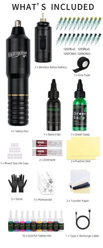Vista 7 de WARRIOR Máquina rotativa con kit de batería AURORA Función de sincronización integrada de batería, carga rápida tipo C, fuente de alimentación