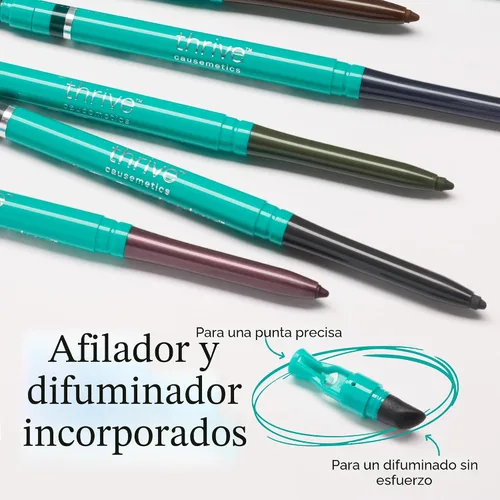 Vista 4 de Thrive Causemetics Lápiz delineador de ojos Infinity impermeable, con sacapuntas integrado y punta anti-manchas, de larga duración, a prueba