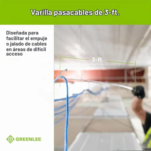 Vista 4 de Greenlee FP3 plegable de 3 pies para agarrar y alcanzar el poste de pescado, herramienta de tracción de alambre de alcance adicional