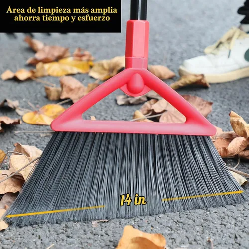 Vista 2 de Escoba angular resistente, escoba comercial mejorada para barrer en interiores y exteriores, escoba roja perfecta de cocina, garaje, industrial