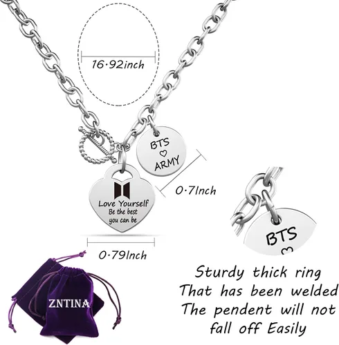 Vista 5 de G-Ahora Bangtan Boys Necklace for Girls Kpop Bangtan Boys Bangtan Necklace Bangtan Boys Army Jewelry Bangtan Boys to Love Yourself Army Necklace