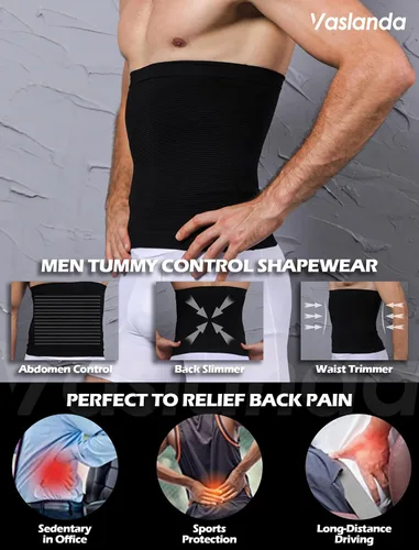 Vista 2 de Faja de compresión para hombre con control de abdomen, faja de compresión para adelgazar el cuerpo, faja de grasa para el vientre, banda