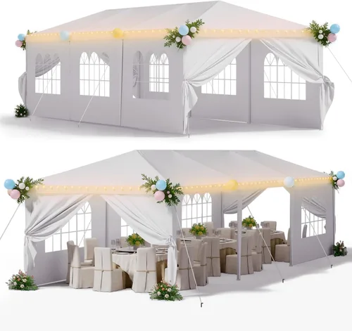 Vista 2 de Homall Tienda de campaña para fiesta de gazebo de 10 x 30 pies, toldo impermeable para exteriores con paredes laterales extraíbles, para bodas