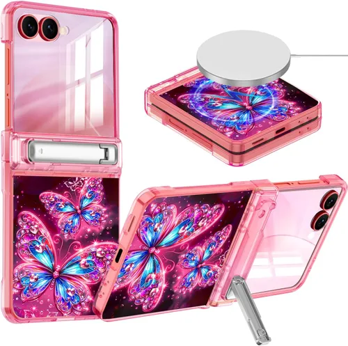 Vista 31 de Hekodonk Funda para Galaxy Z Fold 6, compatible con MagSafe, brilla en la oscuridad, protector de pantalla frontal, soporte, protección de bisagra