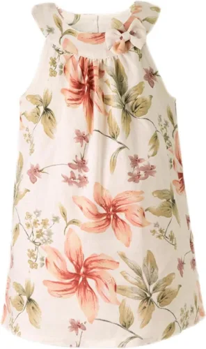 Vista 7 de Vestido hawaiano de verano para niñas, floral, cuello halter, hombros descubiertos, sin mangas, vestido de playa de 1 a 12 años