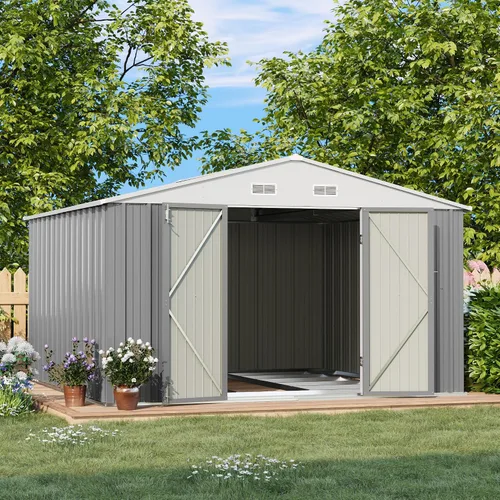 Vista 15 de Patiowell - Cobertizo de 3 x 3 pies para herramientas, pequeño, con techo inclinado y puerta individual con cerradura, para exteriores, patio