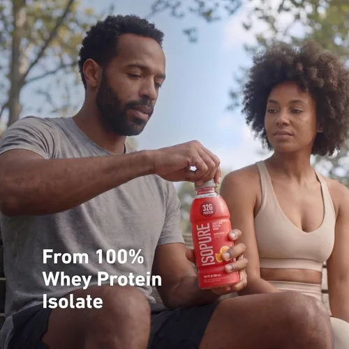 Vista 8 de Isopure Zero Carb 32g Proteína Transparente Lista para Beber, Aislado de Proteína de Suero, Ponche Alpino, 12 Paquetes (El empaque puede variar)
