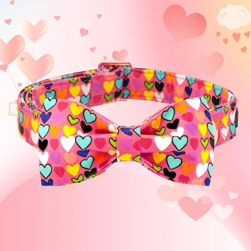 Vista 3 de Lionheart glory - Collar de perro de San Valentín, collares para perros con lazo, collares para mascotas ajustables con lazo para perros pequeños