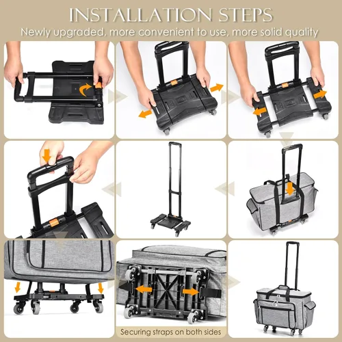 Vista 4 de CAB55 Estuche de transporte con ruedas para Cricut Maker 3/Maker 4/Maker/Explore 4/Explore 3/Explore Air 2, bolsa de almacenamiento de doble capa
