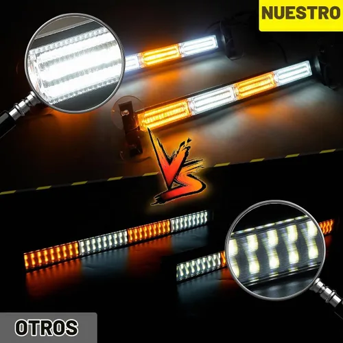 Vista 5 de Barra de Luces de Asesor de Tráfico 2x17.7" con Controlador de Pantalla Digital Parabrisas LED Visera Estroboscópica de Emergencia Luces ámbar blanco