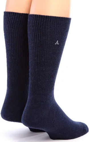 Vista 2 de WARRIOR ALPACA SOCKS - Calcetines de vestir de lana de alpaca para bebés de alta calidad para hombres y mujeres (azul marino mediano), marino
