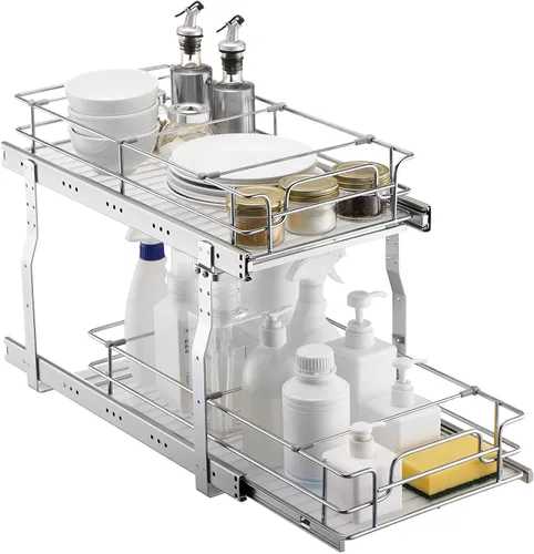 Vista 10 de VEVOR Organizador de Gabinete Extraíble, 7" de Ancho x 21" de Profundidad, Estantes de Despensa Deslizables de Servicio Pesado, Cajones Deslizables