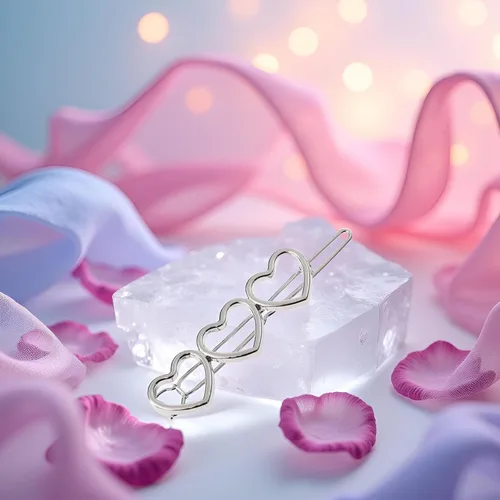 Vista 6 de Horquilla de aleación de corazón hueco de plata para el cabello, pinzas para el cabello, accesorios para el cabello para mujer y niñas