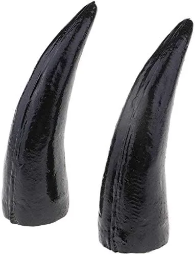 Vista 3 de 2 piezas de cuerno de buey de plástico, cuernos de toros, accesorios góticos para fotos, disfraz de Halloween - 4.7 in