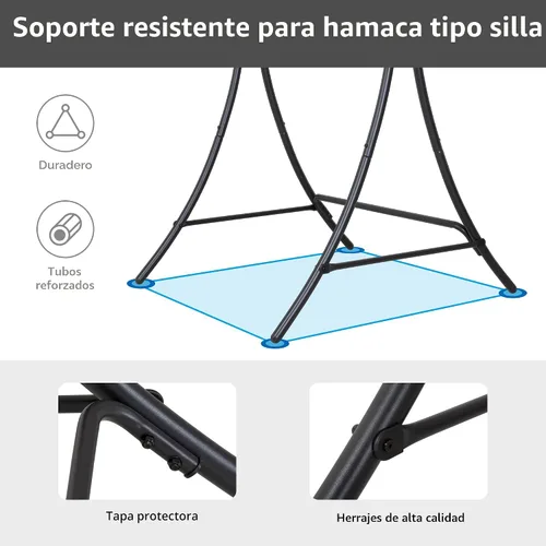 Vista 4 de ANOW Silla colgante con soporte incluido, hamaca resistente con soporte y cojín acolchado extraíble, máximo 400 libras, gris oscuro