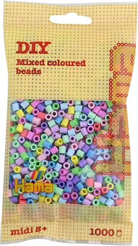Vista 7 de Hama Bead Bag Approx. 1000 Midi Safety Beads Mosaic Decoration Arts & Crafts for Creative Children from 5 Years Light Blue