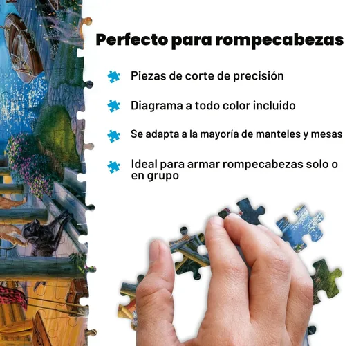 Vista 4 de Buffalo Games - Darrell Bush - Moonlight Lodge - Rompecabezas de 1000 piezas, azul