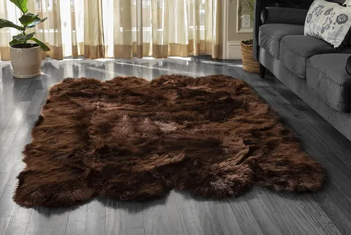Vista 19 de Alfombra de piel sintética suave y sedosa, 2 x 3 pies, alfombra negra esponjosa, alfombra de piel de oveja, alfombra lanuda para sala de estar