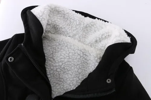 Vista 5 de Annystore Abrigo largo de lana con capucha y bolsillos para mujer