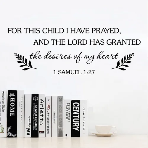 Vista 4 de Calcomanías de pared para niños, citas de las Escrituras, calcomanías de pared para este niño I Have Prayed, versículo bíblico de la Biblia