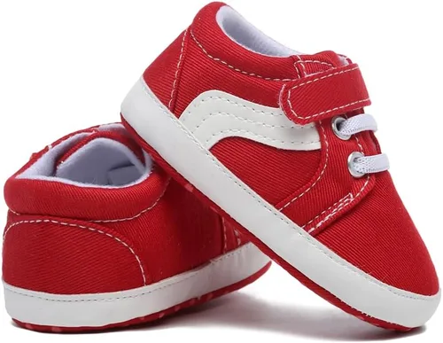 Vista 7 de Tenis de lona para bebés niños y niñas, suela suave, antideslizantes, ligeros, para recién nacidos, para primeros pasos, para cuna de 0 a 18 meses