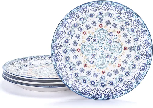 Vista 23 de Bico Blossom Symphony - Juego de 4 platos de ensalada de 8.75 pulgadas de cerámica, platos de postre para ensalada, aperitivo, guarniciones, aptos