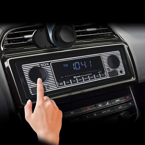 Vista 2 de SDX Audio Receptor de radio Bluetooth, reproductor de MP3 con cargador USB, MP3/USB, entrada auxiliar, micrófono integrado manos libres, iluminación