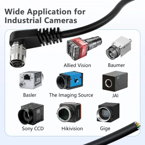Vista 6 de Alvin's Cables HR10A-7P-6S Hirose 6 Pin hembra a extremo abierto Cable de E/S de alimentación para Sony CCD, Basler, Keyence, Cognex, Baumer
