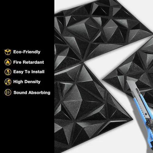 Vista 5 de Sonic Acoustics - Paquete de 12 paneles de absorción acústica de 12 x 12 x 0,4 pulgadas, aislamiento de insonorización único en 3D, utilizado