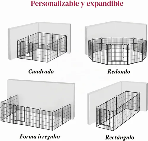 Vista 5 de Corralito para perros, 32 pulgadas, 10 paneles cerca para perros de exterior, corral para perros de interior antióxido, corral para mascotas