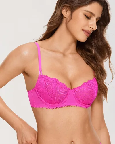 Vista 5 de DOBREVA - Brasier sexy de encaje para mujer, talla grande, con varillas, sin forro