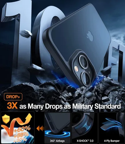 Vista 3 de TORRAS Funda diseñada a prueba de golpes para iPhone 13 Mini, protección militar contra caídas de 10 pies, parte trasera translúcida