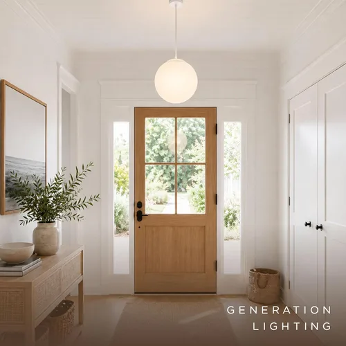 Vista 3 de Sea Gull Lighting 6024-15 Leo Globe colgante colgante moderno accesorio, uno - luz, blanco