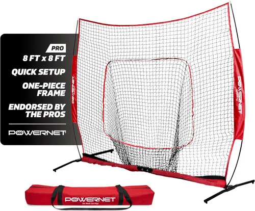Vista 9 de PowerNet Pro One Piece Softball Baseball Net, Portable Baseball Training Equipment, Hitting, Throwing & Pitching Net with Carrying Bag