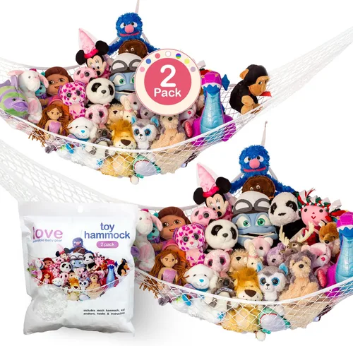 Vista 32 de Hamaca para animales de peluche, grande, almacenamiento de animales de peluche en esquina y red de peluche, hamaca de juguete para animales