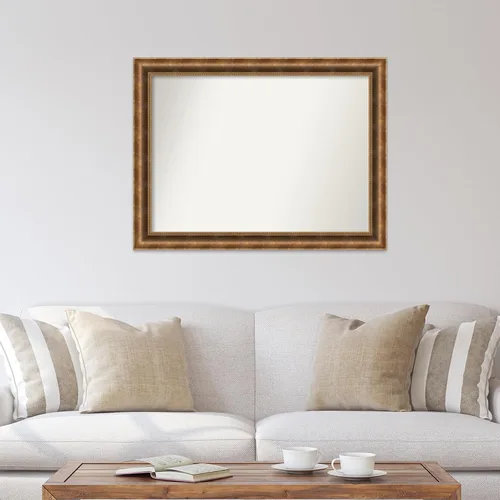 Vista 526 de Amanti Art Espejo de pared personalizado no biselado (25 x 25 pulgadas), marco de bronce acentuado, varios tamaños personalizados, espejo de baño