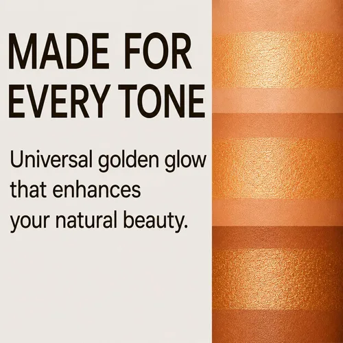 Vista 6 de Polvo resaltador facial y corporal Mynena Warm Gold Suave, rocío, iluminador