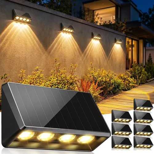 Vista 9 de Luces solares de pared para exteriores, 4 LED, 3 modos, luces de valla