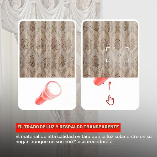 Vista 4 de Sapphire Home - Cortinas de jacquard de 84/63 pulgadas de longitud con cenefa adjunta + parte trasera transparente + 2 borlas, cortina tradicional