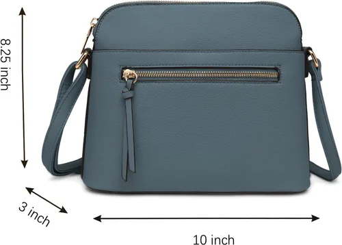 Vista 3 de LA TERRE Bolsa pequeña cruzada, bolsa de hombro estilo cúpula con bolsillo con cremallera y correa ajustable